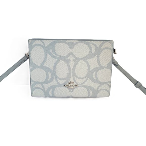 Coach CBL93 Slim Crossbody Sketch Signature Canvas Ice Blue Handbag - Picture 2 of 8